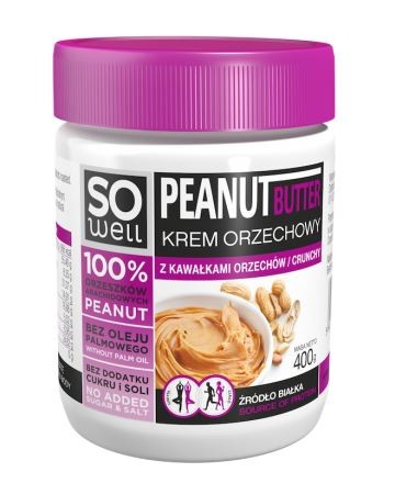 Krem orzechowy 100% z kawałkami orzechów crunchy 400g Sowell